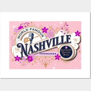 Nashville Vintage (Pink) Posters and Art